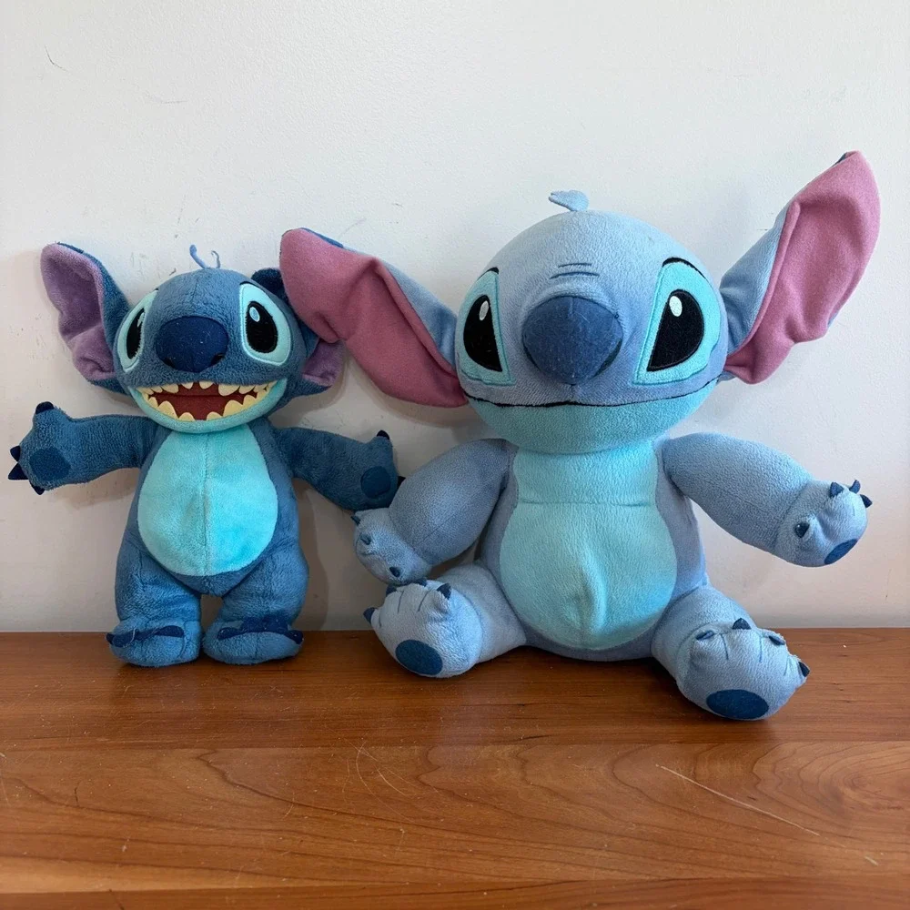 Disney Lilo & Stitch Plush Toy Bundle Set of 2 Sitting and Standing Blue Alien